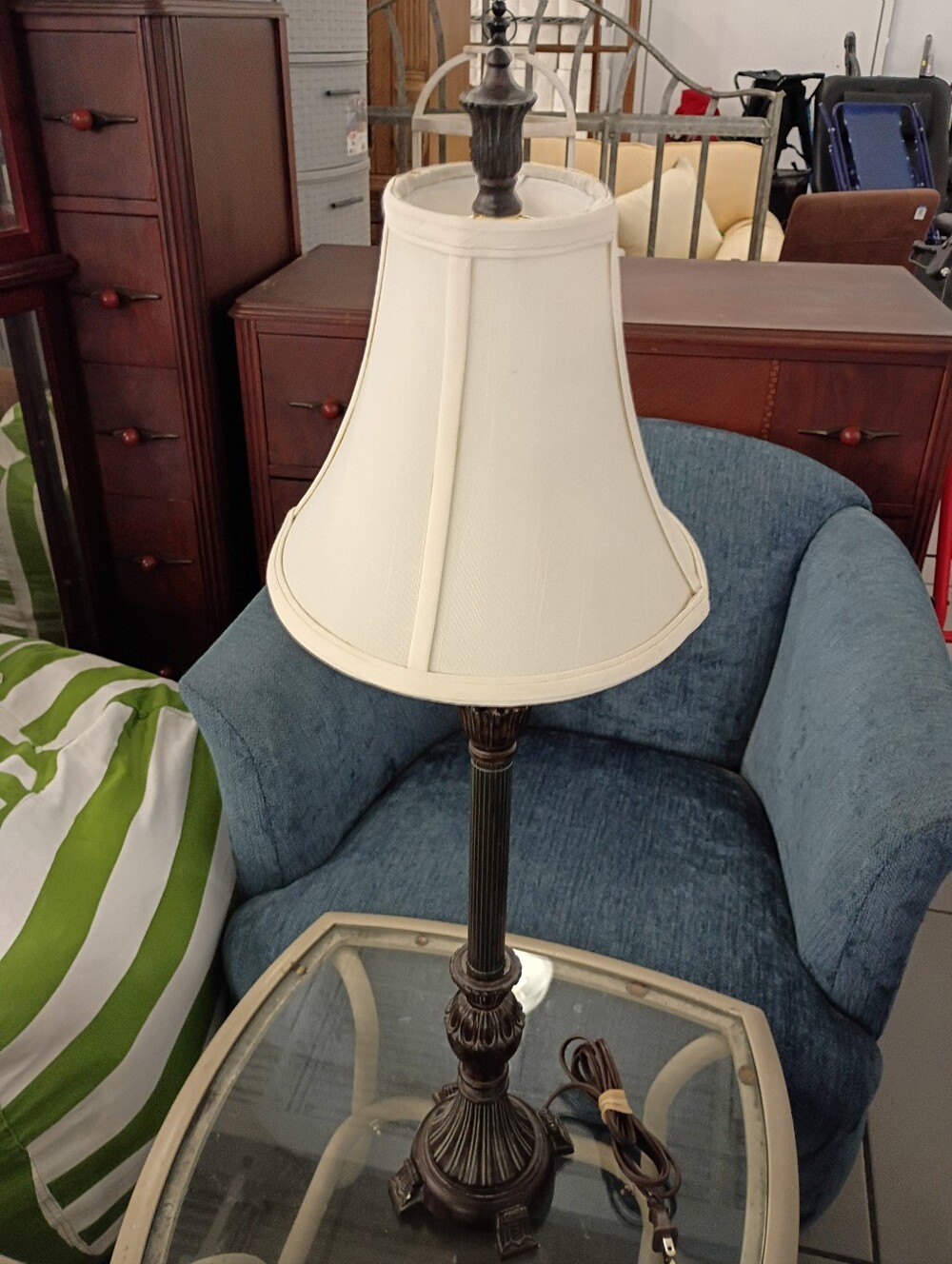 Kenroy Home- 2 Classic Cream Fabric Shade Table Lamp with Dark Bronze Base.
